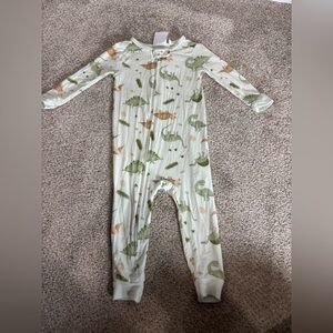 Tres Beau et Belle Dinosaur Baby Boy Gender Neutral Bamboo Zipper Sleeper 12 mo